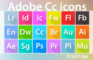 Flat Long Shadow Adobe CC CS6 Icons
