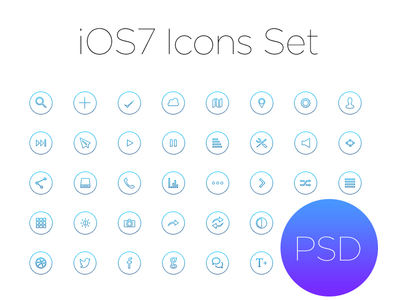 iOS 7 Style Outline Icon Set PSD