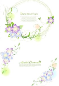 Set of Green Flower & Vine Frames Vector 02