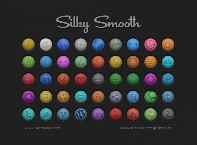45 Smooth Round Social Icons PSD