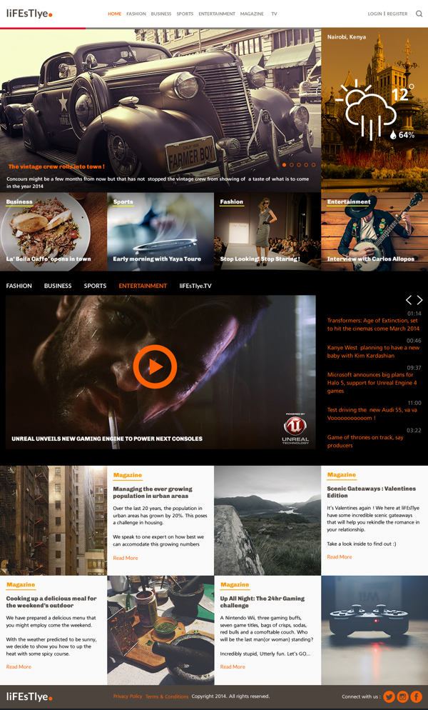 Lifestyle Magazine Style PSD Web Design Template