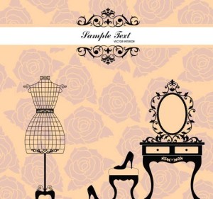Vector Furniture Illustration with Vintage Floral Background 02