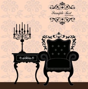 Vector Furniture Illustration with Vintage Floral Background 03