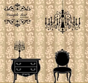Vector Furniture Illustration with Vintage Floral Background 04