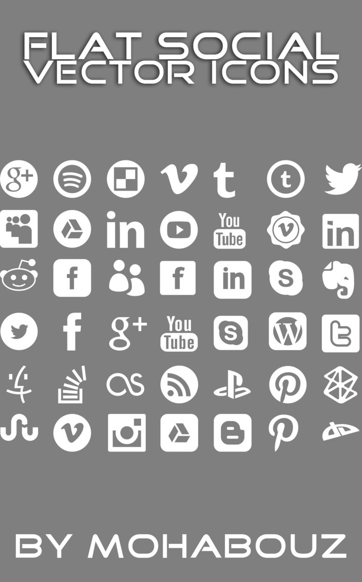 Set Of Minimal Flat Social Icons Vector