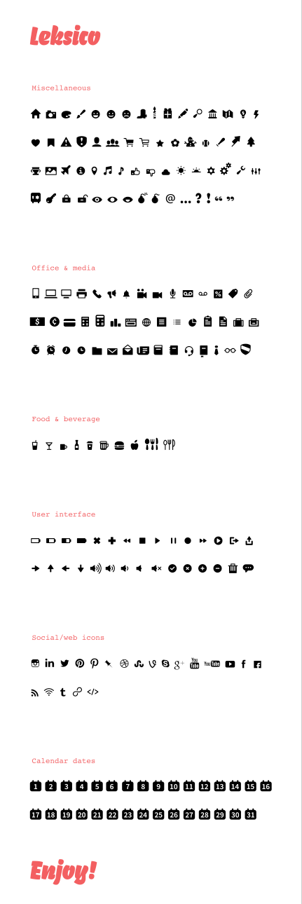 Leksico Glyphs Icon Font