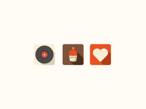 3 Flat Long Shadow Icons PSD