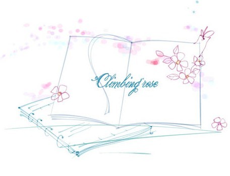 Hand Drawn Climbing Rose On Book Vector Illustration