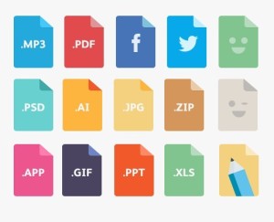 15 Colorful Flat File Type Icons PSD