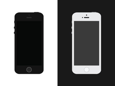 Simple Flat iPhone 5S Mockups (Black and White) PSD