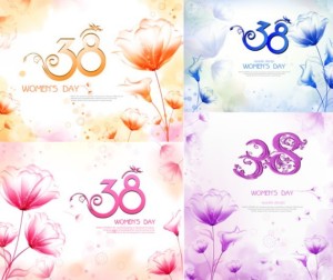 Set Of 8 March International Women's Day Backgrounds Vector