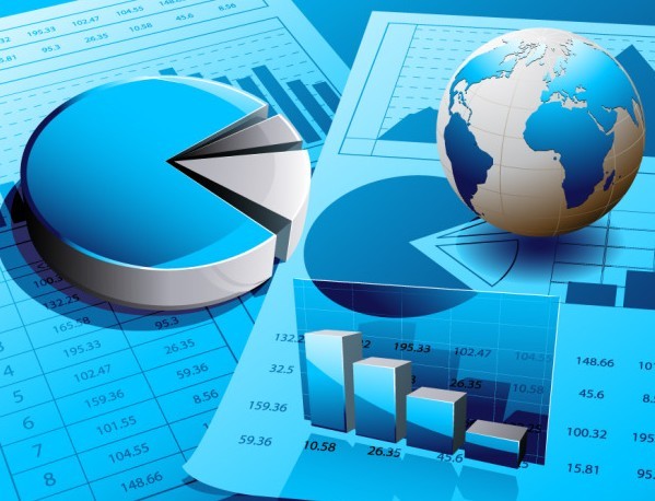 Blue Earth & Graph Background Vector