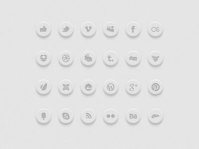 Round Social Media Buttons PSD