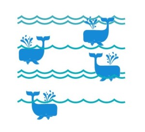 Cartoon Whales Vector Illustration