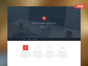 Flat Style Web Layout PSD