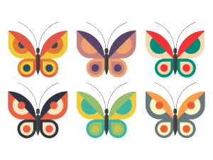 Set Of Colorful Flat Butterflies Vector