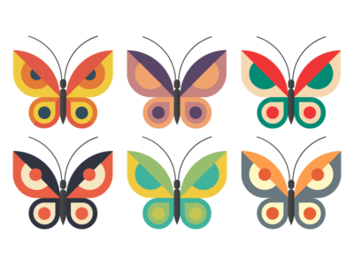Set Of Colorful Flat Butterflies Vector