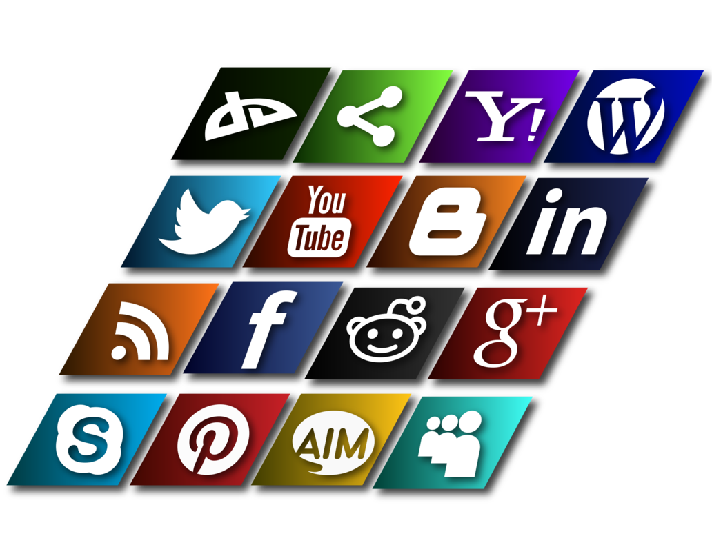 Slanted Social Media Icons Vector