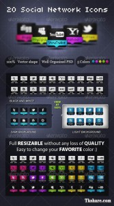 20 Awesome Social Media Icons PSD