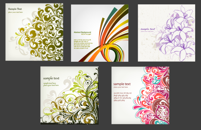 4 Elegant Floral Art Backgrounds Vector