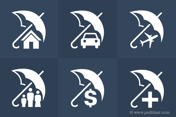 Insurance Icons Set PSD