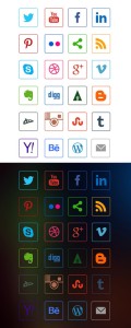 24 Social Media Outline Icons PSD
