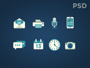 8 Green Flat Icons PSD