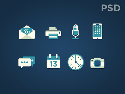 8 Green Flat Icons PSD