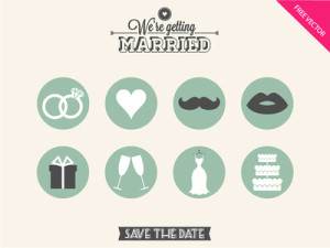 8 Flat Wedding Icons PSD