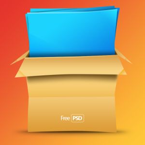 Brown Paper Box with Blue Paper PSD