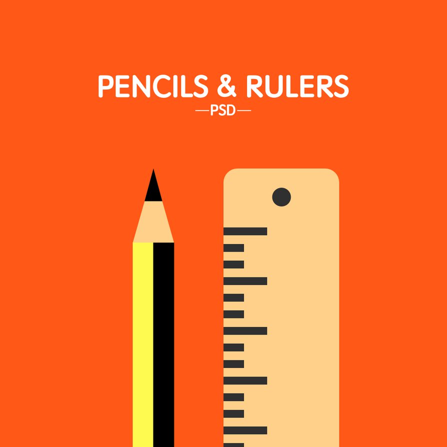 Flat Pencil and Ruler PSD