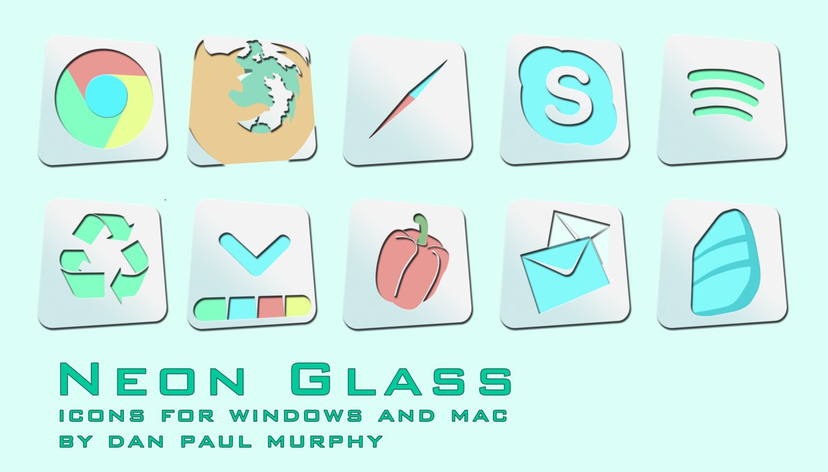 27 Neon Glass Icons For Windows & Mac