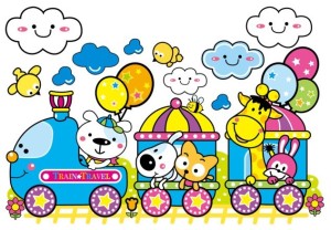 Cartoon Animals Train Vector Illustration