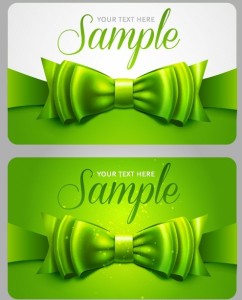 Fresh Green Bow Card Templates Vector