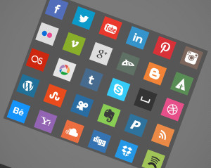 30 Flat Square Social Icons
