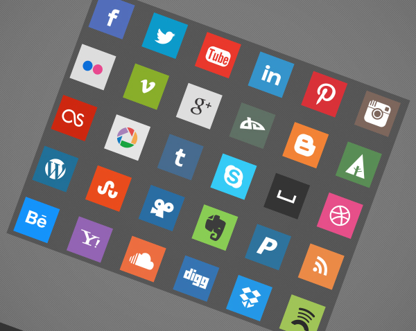 30 Flat Square Social Icons
