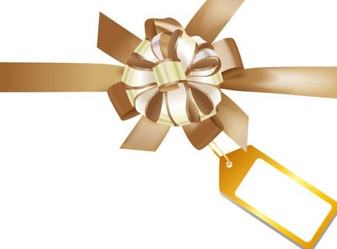 Vector Brown Bow & Tag 01
