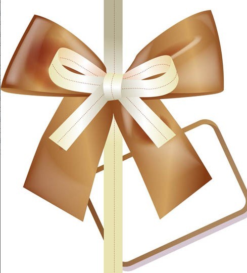 Vector Brown Bow & Tag 02