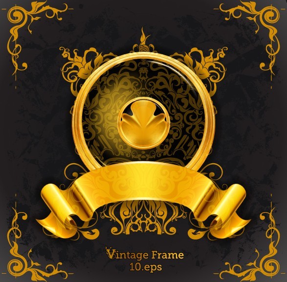 Vintage Golden Frame Design Vector