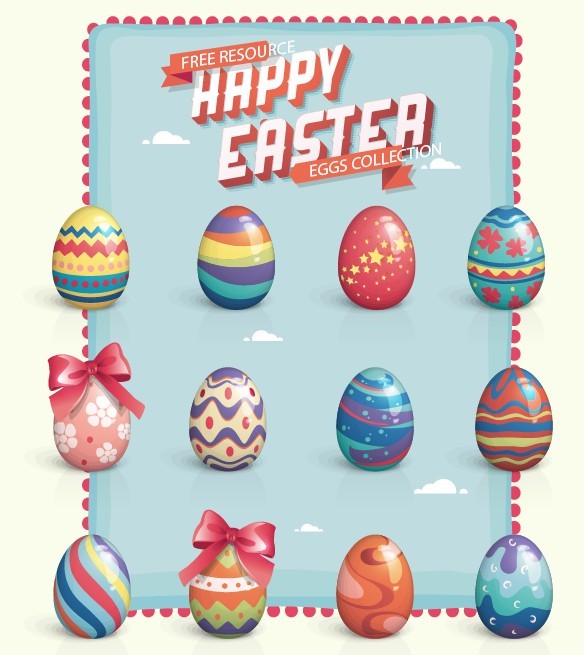 Beautiful Easter Eggs Collection Vector