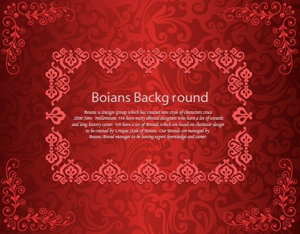Red Vintage Floral Frame Vector