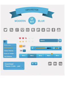 Clean Blue UI Kit PSD