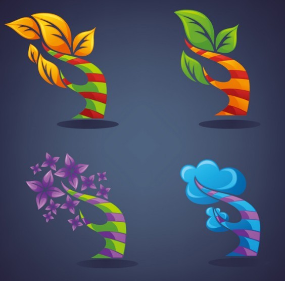 Four Seasons Trees Vector
