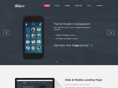 Uihero One Page Website Template PSD