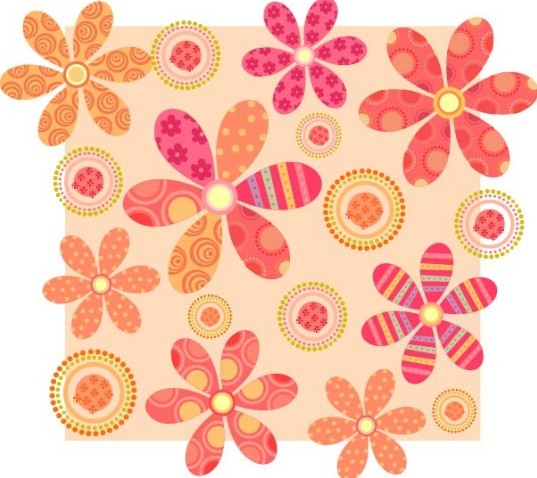 Colorful Vintage Flower Patterns Vector