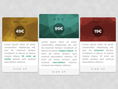 Geometry Pricing Table Design PSD