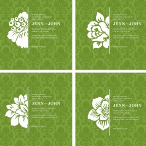 4 White Vintage Flower Backgrounds Vector