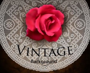 Pink Rose On The Lace Mat Background Vector
