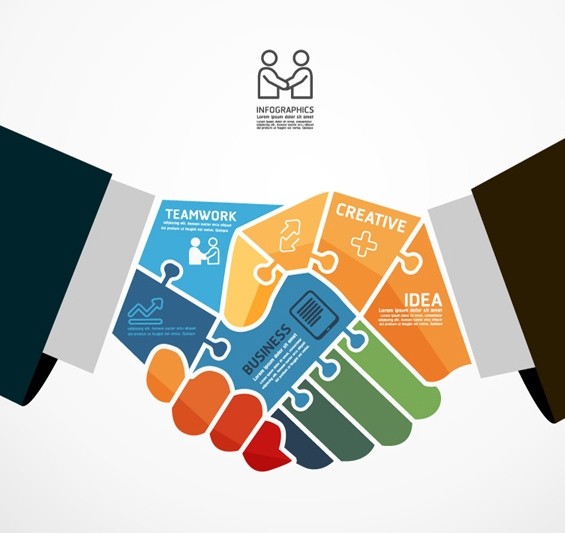 Handshake Business Infographic Design Vector