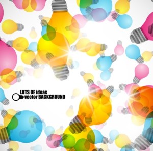 Colorful Bulbs & Ideas Background Vector